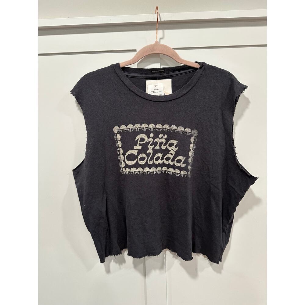 MOTHER Black 'Piña Colada' Graphic Muscle Tank
